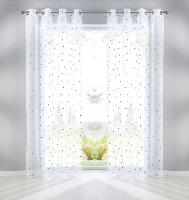 Gardine Ösen Schal  Vorhang POMPEI Relief Stickerei Transparent Raffhalter  10000178