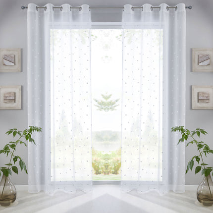 Gardine Ösen Schal  Vorhang POMPEI Relief Stickerei Transparent Raffhalter  10000178