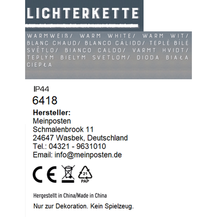 Lichterkette warmweiß 768 LED Timer Gartenbeleuchtung innen & außen