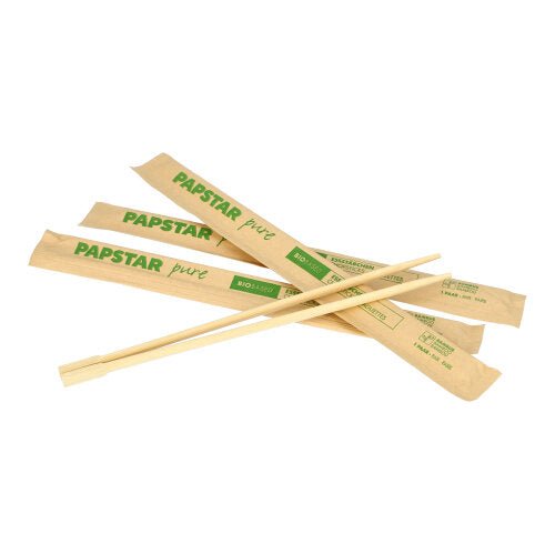 PAPSTAR Essstäbchen "pure" 23 cm, einzeln verpackt, 50 Paar | Folie (50 Paare)