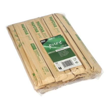 PAPSTAR Essstäbchen "pure" 23 cm, einzeln verpackt, 50 Paar | Folie (50 Paare)