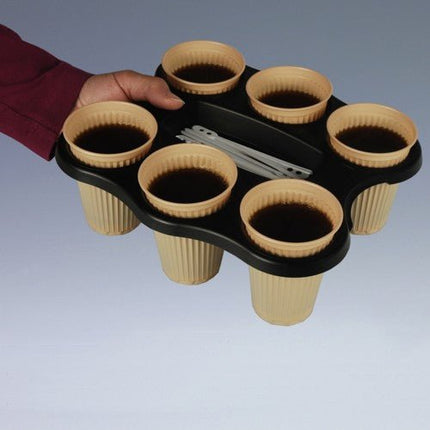 Starpak 3 Becher-Trays, PS 22,4 cm x 24,4 cm x 2,4 cm schwarz für 6 Becher | Schrumpffolie (3 Stück)