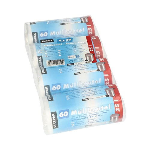 Starpak 240 Müllbeutel, HDPE 25 l 52 cm x 50 cm transparent | Folie (240 Stück)