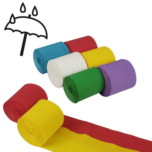 PAPSTAR Krepp-Bänder 10 m x 5 cm, farbig sortiert, wasserfest | Folie (6 Rollen)