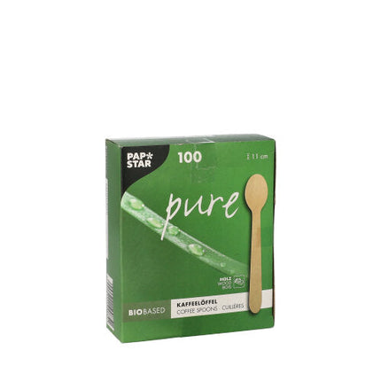 PAPSTAR Kaffeelöffel aus Holz "pure", 11 cm | Faltschachtel (100 Stück)