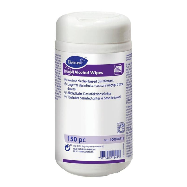 Suma Alcohol Wipes, Desinfektionstücher-Spenderdose | Packung (150 Tücher)