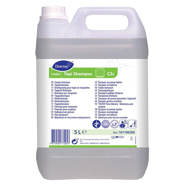 TASKI Tapi Shampoo, Neutrales Teppich-Shampoo, Wollsiegel geprüft, O.N.T. Technologie | Kanister (5 l)