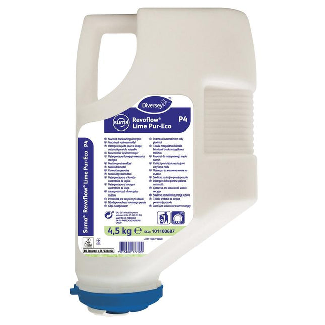 Suma Revoflow Lime Pur-Eco P4, Maschineller Hochleistungs-Geschirrreiniger für mittelhartes bis hartes Wasser | Kartusche (4500 g)