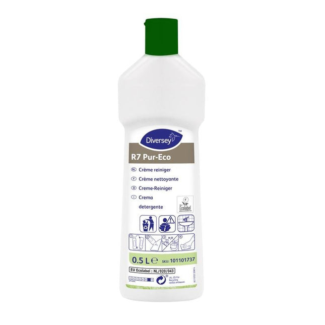 Diversey R7 Pur-Eco, Creme-Reiniger für harte, wasserfeste Oberflächen | Flasche (500 ml)