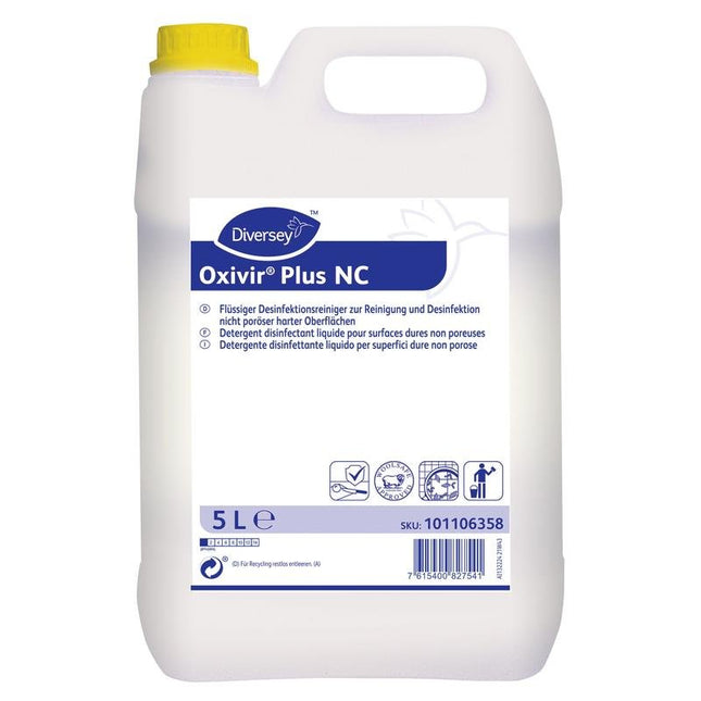 DI Oxivir Plus NC, Konzentrierter, flüssiger Desinfektionsreiniger mit breitem Anwendungsspektrum, für lebensmittelverarbeitenden Bereich | Kanister (5 l)