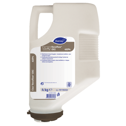 Clax Revoflow OXI 4XP4*, Bleich- und Desinfektionsmittel in Pulverform, Wirkung schon bei niedrigen Temperaturen, RKI-Listung bei 60°C im Waschve | Kartusche (4 kg)
