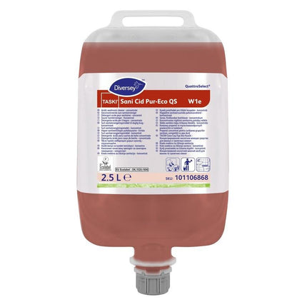 TASKI Sani Cid Pur-Eco QS, Sanitär-Unterhaltsreiniger, Basis natürliche Zitronensäure, Hochkonzentrat, EU Umweltzertifizierung | Beutel (2500 l)