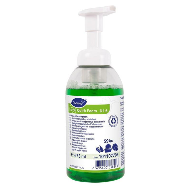 Suma Quick Foam D1.6, Handgeschirrspülmittel, konzentriert auf Schaumbasis | Flasche (475 l)
