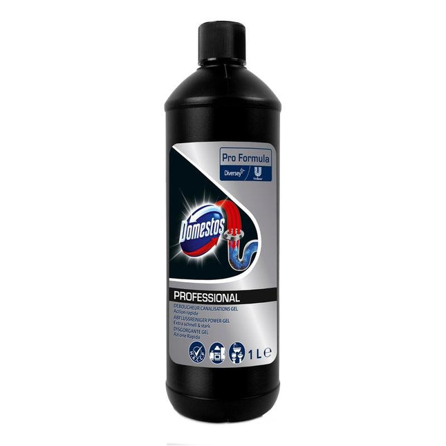 DOMESTOS Professional Abflussreiniger Power-Gel, Abflussreiniger, Rohrfrei | Flasche (1 l)