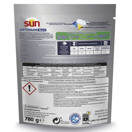 Sun Professional Optimum All in One, Spülmaschinenkapseln mit Klarspüler und Salz | Packung (52 Tabs)