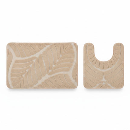 Badematten Set 2-teilig, Mikrofaser Chenille, rutschfest, Beige