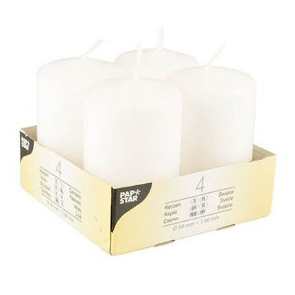 Starpak 4 Stumpenkerzen Ø 50 mm · 80 mm "Ivory" mit Flachkopf