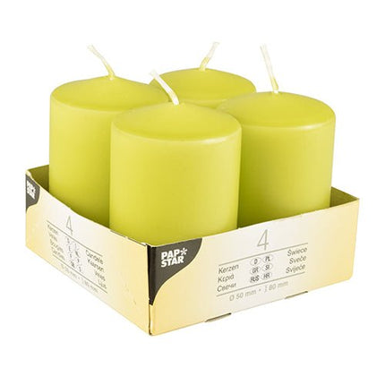 Starpak 4 Stumpenkerzen Ø 50 mm · 80 mm "Ivory" mit Flachkopf