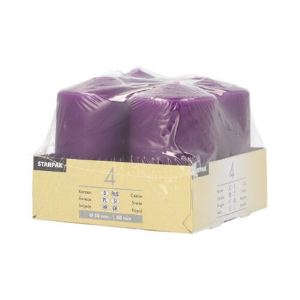 Starpak 4 Stumpenkerzen Ø 50 mm · 80 mm "Ivory" mit Flachkopf