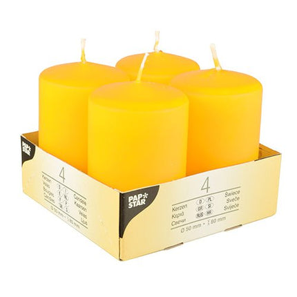 Starpak 4 Stumpenkerzen Ø 50 mm · 80 mm "Ivory" mit Flachkopf