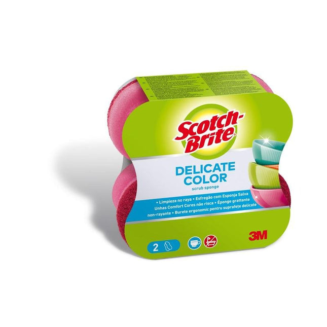 Scotch-Brite® Delicate Color Comfort nicht kratzender Reinigungsschwamm, 2 Stück pro Packung | Packung (1 Stück)