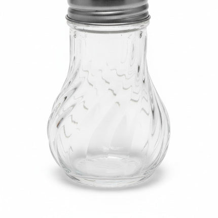 Gewürzstreuer Glas geriffelt mit Edelstahldeckel, transparent, Akkaya