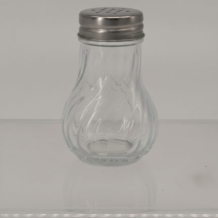 Gewürzstreuer Glas geriffelt mit Edelstahldeckel, transparent, Akkaya
