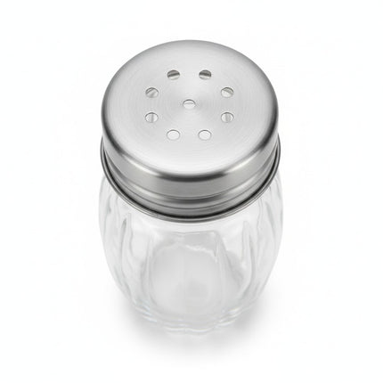 Gewürzstreuer Glas mit Streudeckel, Metalldeckel, transparent, für die Küche
