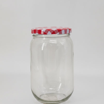 Vorratsglas 1 Liter, luftdicht, Metalldeckel, Glas klar - Vorratsdose für Lebensmittel