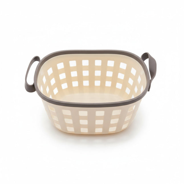 Aufbewahrungskorb mit Henkeln, Kunststoff, Beige und Dunkelgrau, für Haushalt