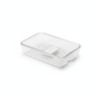 Kühlschrank Organizer Größe M, transparent, Kunststoff, mit Abtropfgitter - DEERBOX