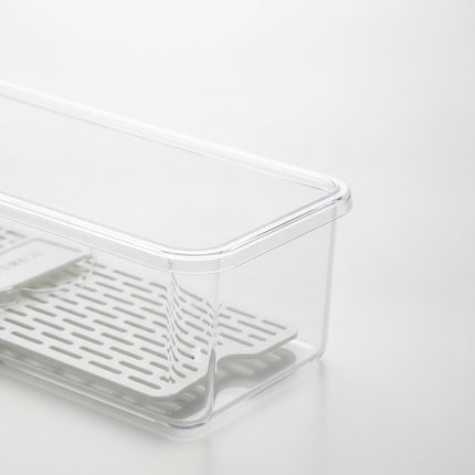 Kühlschrank Organizer Größe M, transparent, Kunststoff, mit Abtropfgitter - DEERBOX