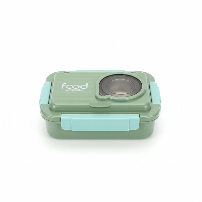 Lunchbox Edelstahl 800ml+150ml, 2 Fächer, Grün, Warmhaltefunktion