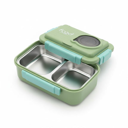 Lunchbox Edelstahl 800ml+150ml, 2 Fächer, Grün, Warmhaltefunktion