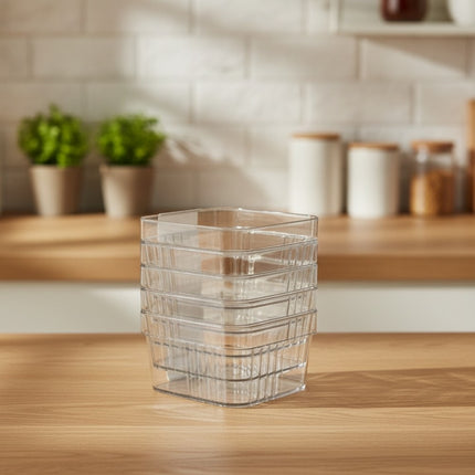 Vorratsdosen-Set, 6-teilig, quadratisch, Kunststoff, stapelbar, Akkaya