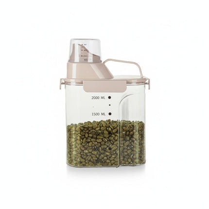 Vorratsdose 2,5 Liter luftdicht mit Messbecher, PET/Silikon, transparent-hellbraun