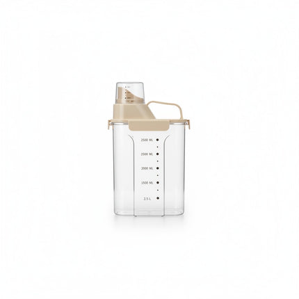 Vorratsdose 2,5 Liter luftdicht, Kunststoff, transparent/beige, mit Messskala