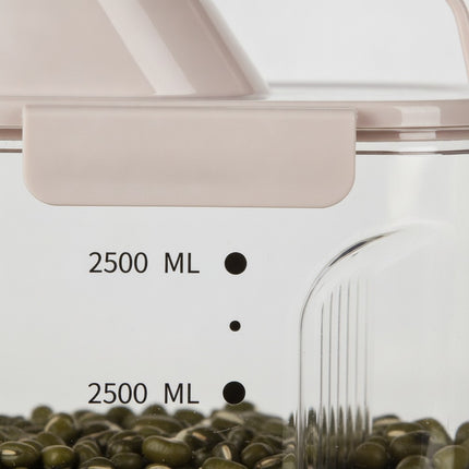 Vorratsdose 2,5 Liter luftdicht, Kunststoff, transparent/beige, mit Messskala