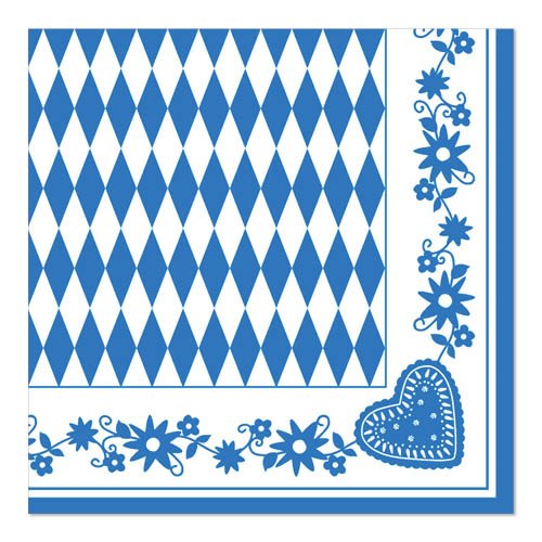 PAPSTAR Servietten 1/4-Falz, 40x40 cm blau, "Bayrisch Blau" | Folie (50 Stück)