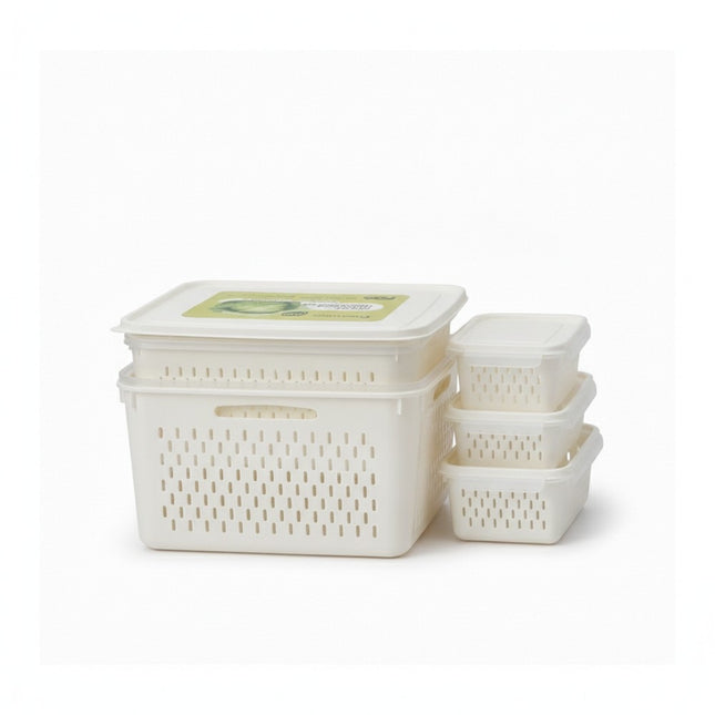 Vorratsdosen Set 5-teilig, luftdicht, BPA-frei, Kunststoff weiß, -20°C bis 120°C