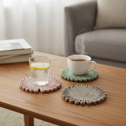 Untersetzer Set 3-teilig, Textil, Rosa, Made in Germany