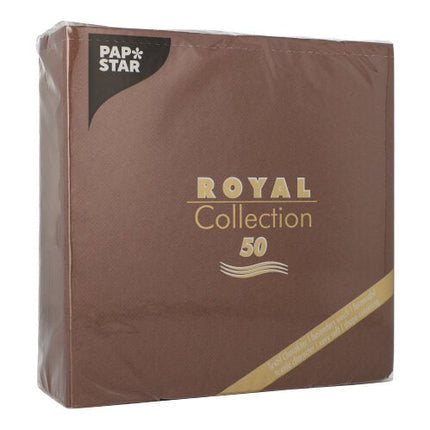 PAPSTAR 50 Servietten "ROYAL Collection" 1/4-Falz 40 x 40 cm braun