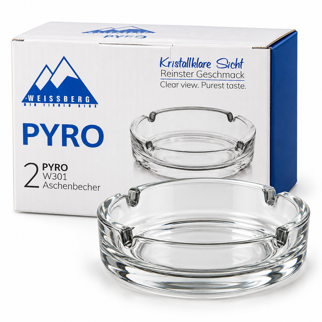 Weissberg PYRO W301 Glas-Aschenbecher – 2er Set