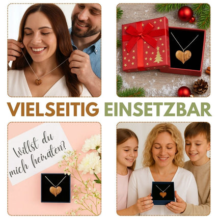 Olivenholz Herz Halskette mit 925 Silberkette | Schmuck Geschenk für Frauen, Valentinstag, Geburtstag