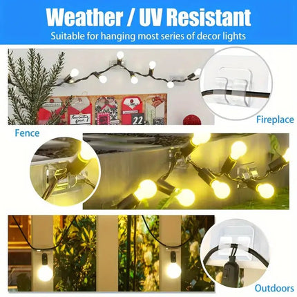 SEO. 10er Set Transparente Klebe Haken für Außen - Lichterketten, Kabelführung Organizer - Wasserdicht, Selbstklebend & UV - beständig - Linkreich