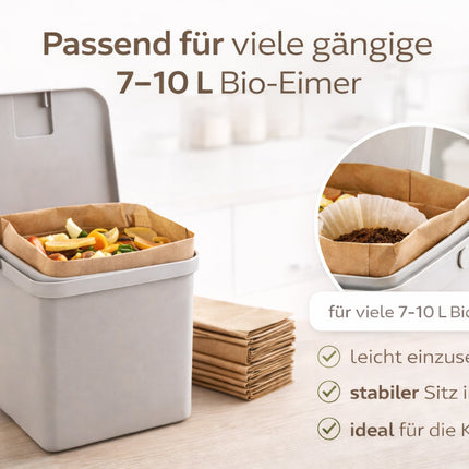 40 Biomülltüten aus Papier 10 Liter – Nassfeste & reißfeste Bio Müllbeutel aus 100% Recyclingpapier