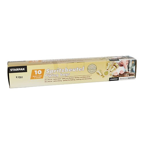 Starpak 10 Spritzbeutel 1,8 l 46 cm x 23 cm transparent inkl. 3 Spritztüllen | Faltschachtel (10 Stück)