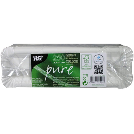 PAPSTAR 250 Teller, Pappe "pure" eckig weiss