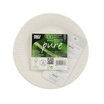 PAPSTAR 100 Teller, Pappe "pure" rund, weiss extra stark