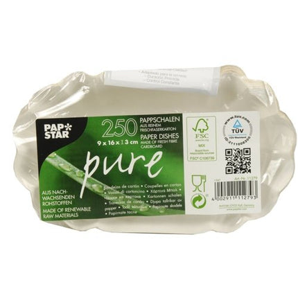 PAPSTAR 250 Schalen, Pappe "pure" oval weiss